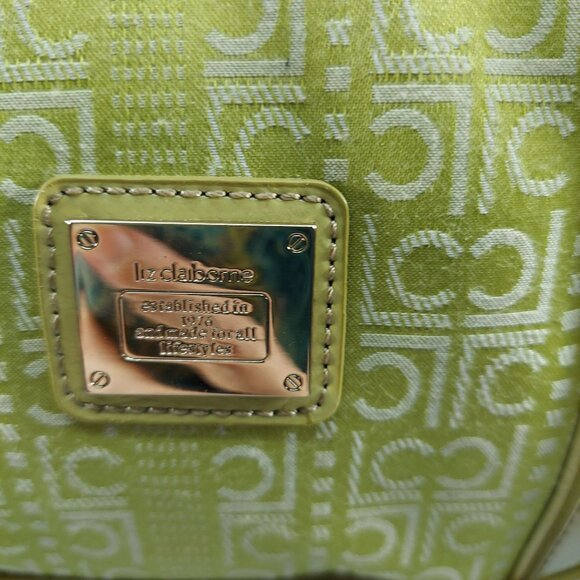 Liz Claiborne Green Logo Patterned Tote Bag With Double Handles - Picture 2 of 13